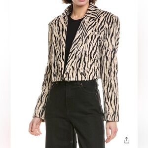 NWT MOTHER cropped animal print blazer, size XS.